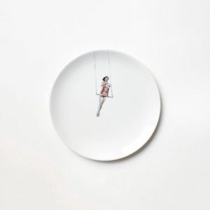 Hand painted Ceramic Plate - 1 Ballerina Trapeze