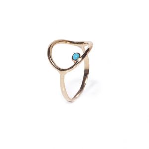 Yellow gold circle ring with turquoise